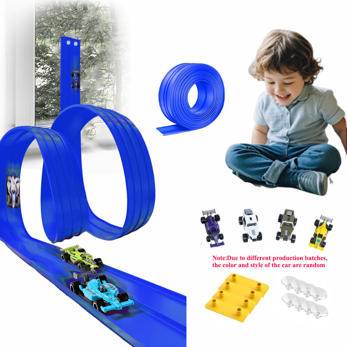 Kids Education App - ชุดรางรถไฟแบบยืดหยุ่นขนาด 13 ฟุต/16.3 ฟุต พร้อมถุงตาข่าย ของเล่นและรถยนต์จิ๋ว