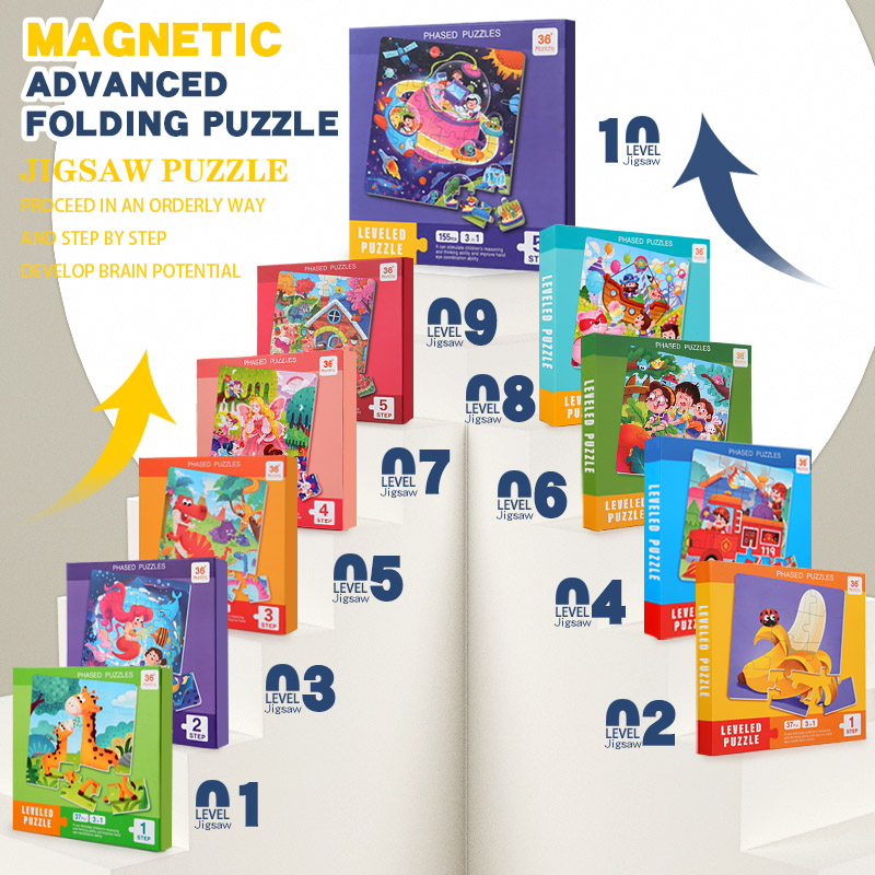 Kids Education Book - ตัวต่อแม่เหล็กไม้ลายการ์ตูน หนังสือเงียบๆ สำหรับเด็ก เกมจิ๊กซอว์ ของเล่นเสริมพัฒนาการแบบมอนเตสซอรี่สำหรับเด็ก