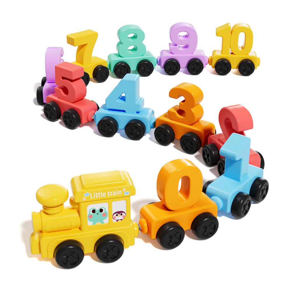 Kids Educational Gadget - ชุดรถไฟของเล่นไม้เสริมพัฒนาการแบบมอนเตสซอรี่ ของเล่นรถไฟแม่เหล็กตัวเลข ชุดเรียนรู้พัฒนาการทางปัญญาสำหรับเด็กเล็ก