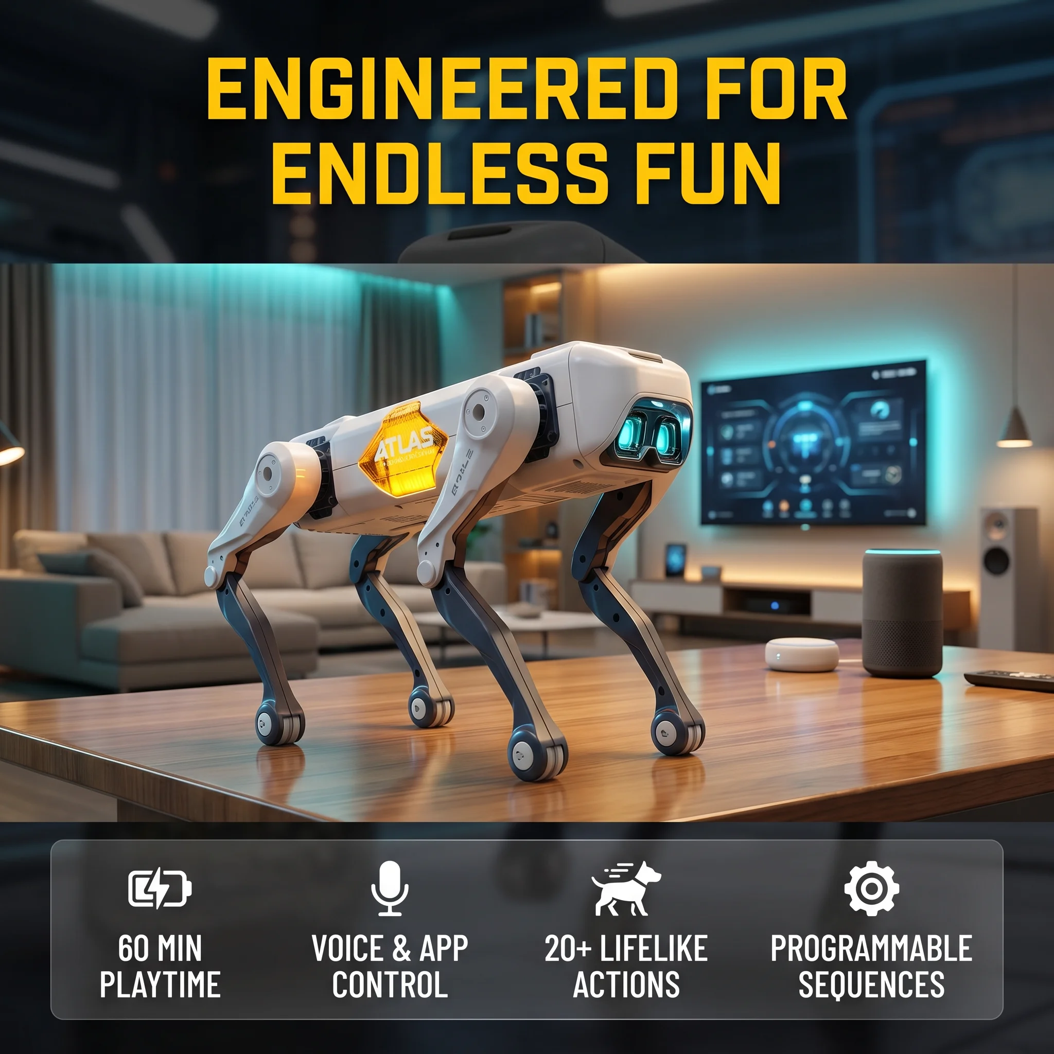 Kids Educational Gadget - หุ่นยนต์สุนัขอัจฉริยะ AI ควบคุมด้วยเสียงและแอปพลิเคชัน โปรแกรมได้ เต้นรำ ร้องเพลง