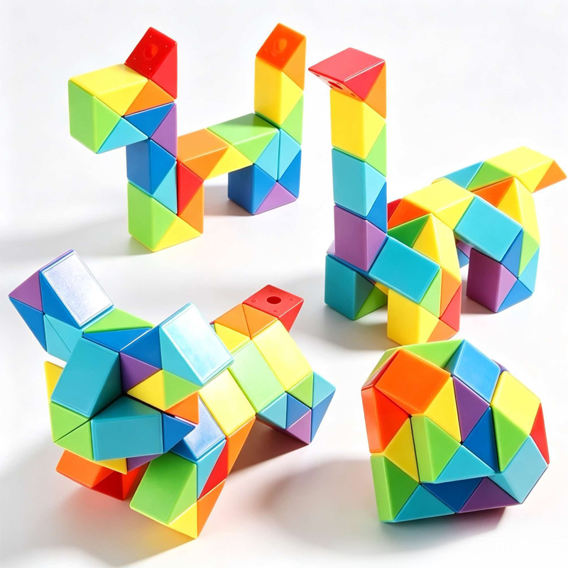 Kids Education Related - ลูกบาศก์งูสายรุ้งพับได้ขนาดใหญ่ ของเล่นพัฒนาสมอง ปริศนาบิดงอ ของเล่นเสริมทักษะสำหรับเด็ก รางวัลในห้องเรียน ของขวัญวันเกิด
