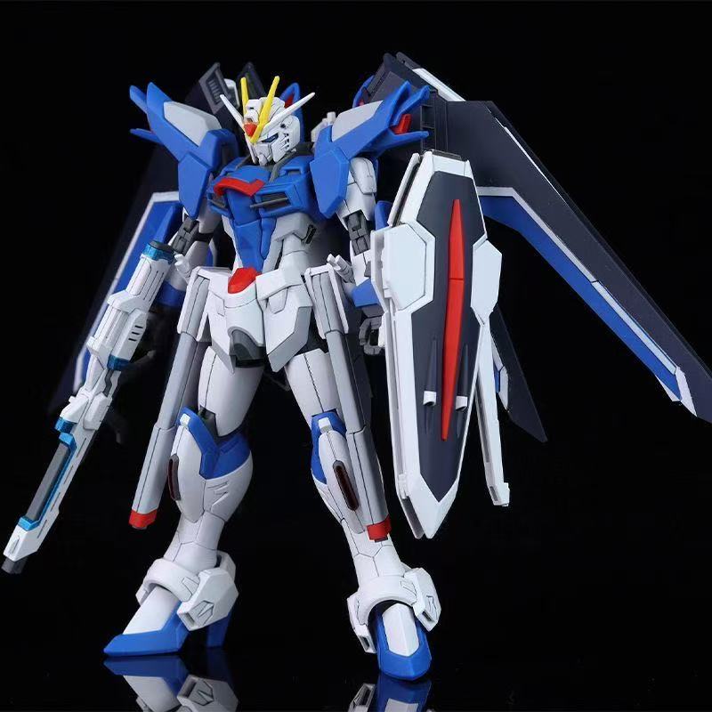 Bandai Model Gundam Hg - ชุดประกอบโมเดลกันดั้ม HG STTS-909 Rising Freedom, ฟิกเกอร์เมชาสีขาว-น้ำเงินรุ่น